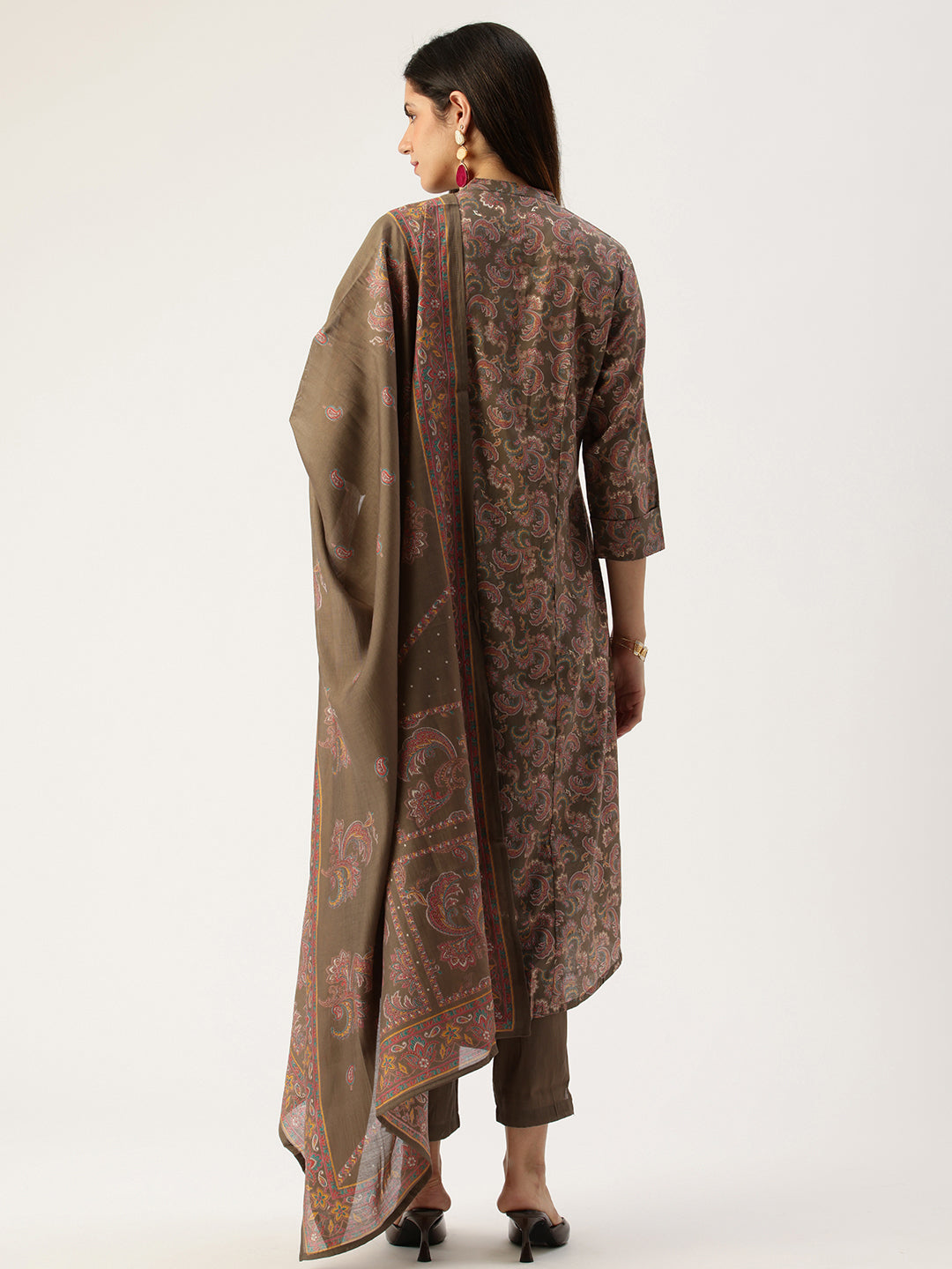 Green Printed Kurta with Trousers With Dupatta