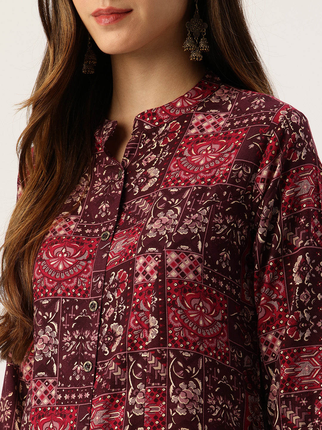 Pink Printed A - Line Kurta