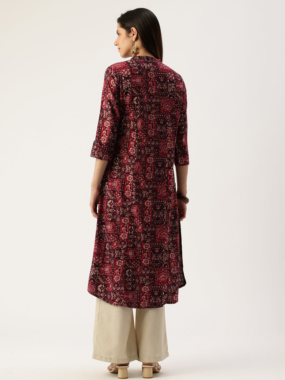 Pink Printed A - Line Kurta