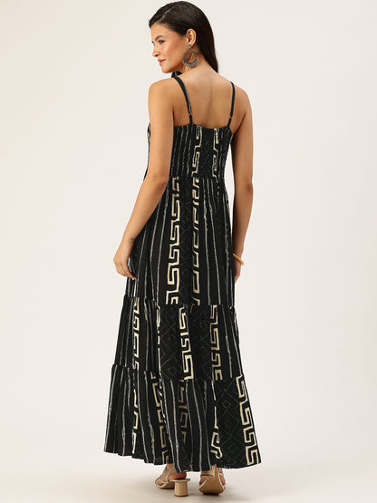 Black Box Printed Fit & Flare Midi Tiered Ethnic Dress