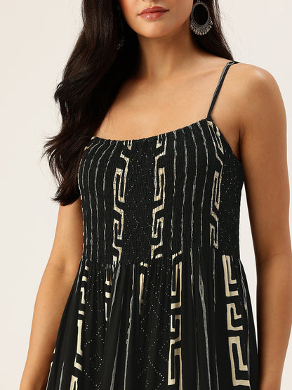 Black Box Printed Fit & Flare Midi Tiered Ethnic Dress
