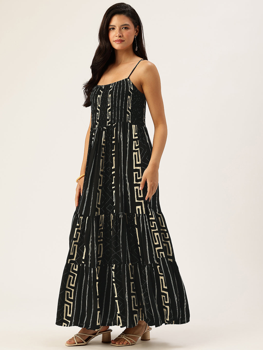 Black Box Printed Fit & Flare Midi Tiered Ethnic Dress