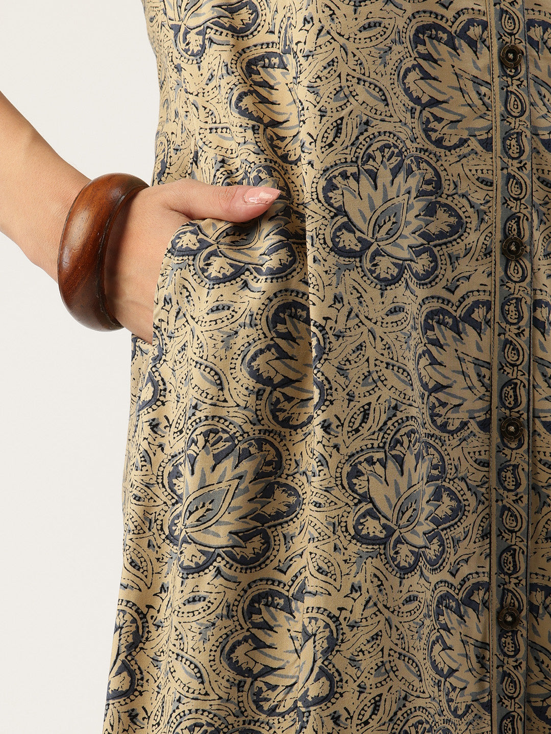 Grey Floral Printed A - Line Kurta