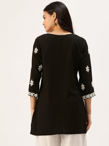 Black Embroidered Ethnic Tunic