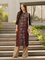 Maroon Round Neck Printed Kurta, Round Neck Kurta, Geometric Design, 3/4th Sleeve