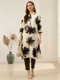 Floral Printed Mandarin Collar Kurta