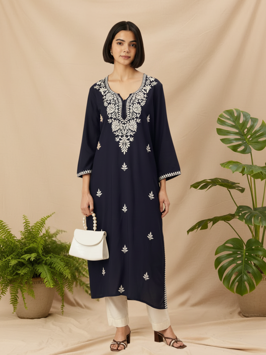 Floral Embroidered Straight Kurta
