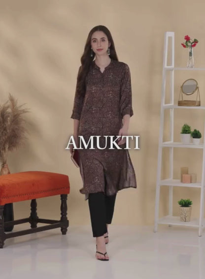 Multi Color Ethnic Motifs Printed Mandarin Collar Kurta