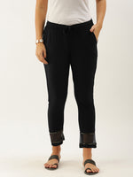 Black Solid Regular Trousers