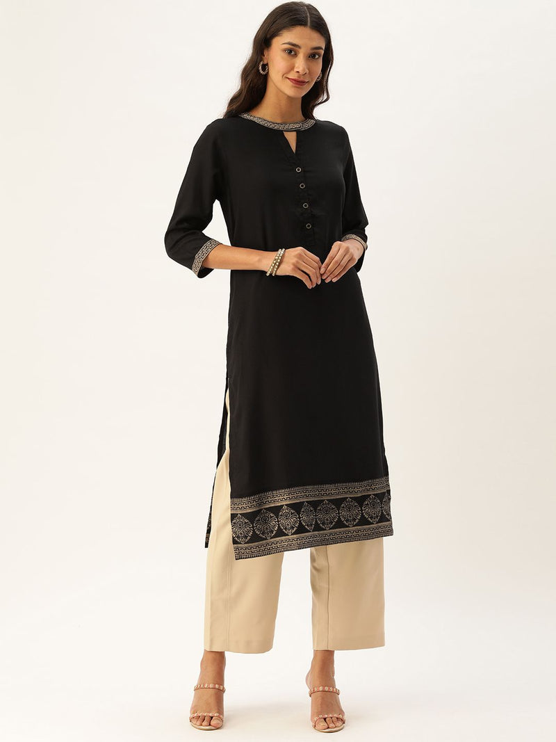 Black Gold Embroidery Kurta