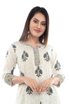 Blue Jaal Border Sanganeri kurta