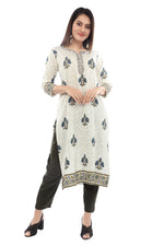 Blue Jaal Border Sanganeri kurta