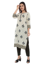 Blue Jaal Border Sanganeri kurta