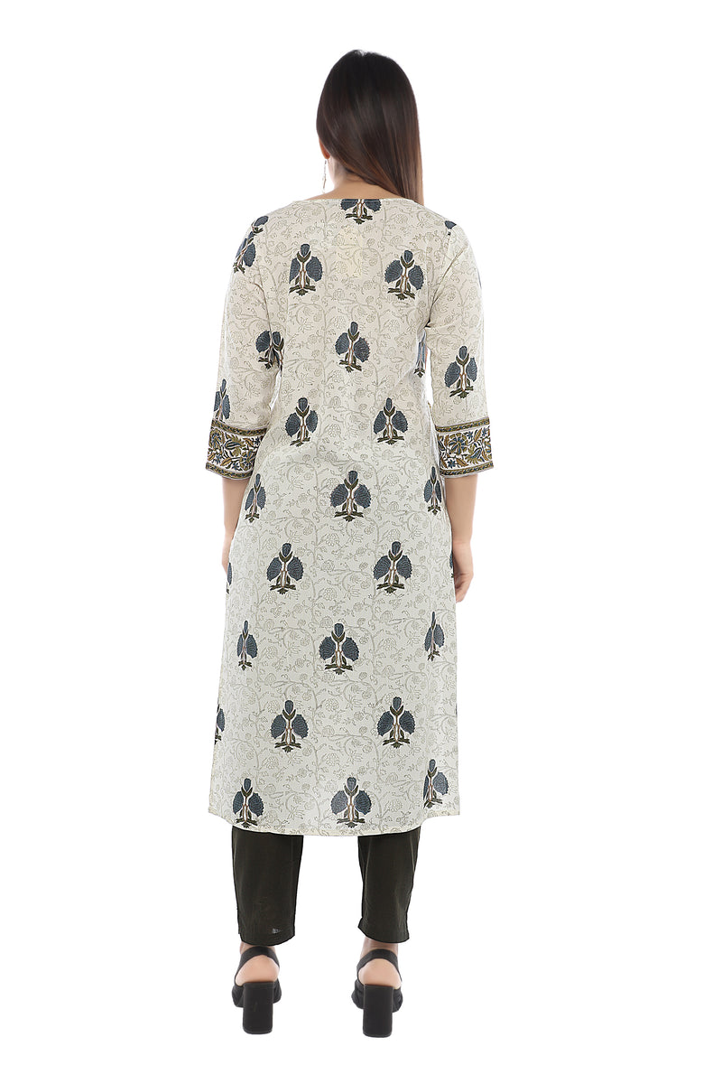 Blue Jaal Border Sanganeri kurta