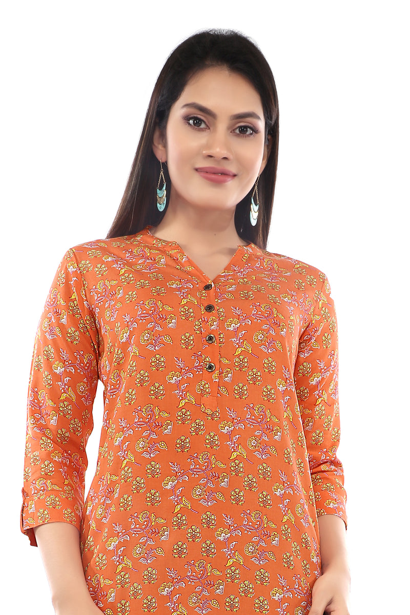 Orange Sanganeri Kurta