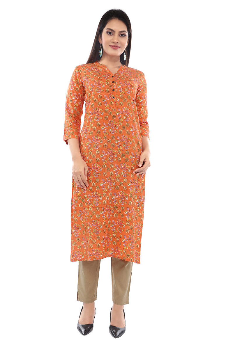 Orange Sanganeri Kurta