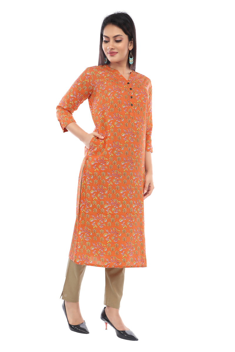 Orange Sanganeri Kurta