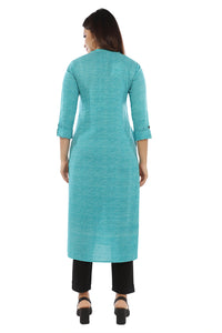 Turquoise Sanganeri Printed Kurta
