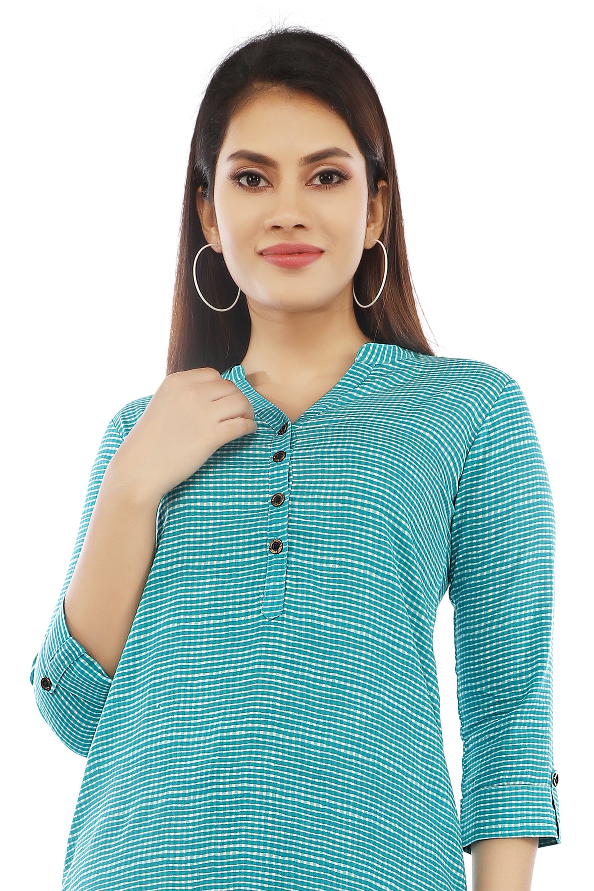 Turquoise Sanganeri Printed Kurta