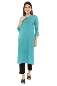 Turquoise Sanganeri Printed Kurta