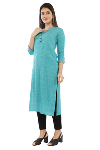 Turquoise Sanganeri Printed Kurta