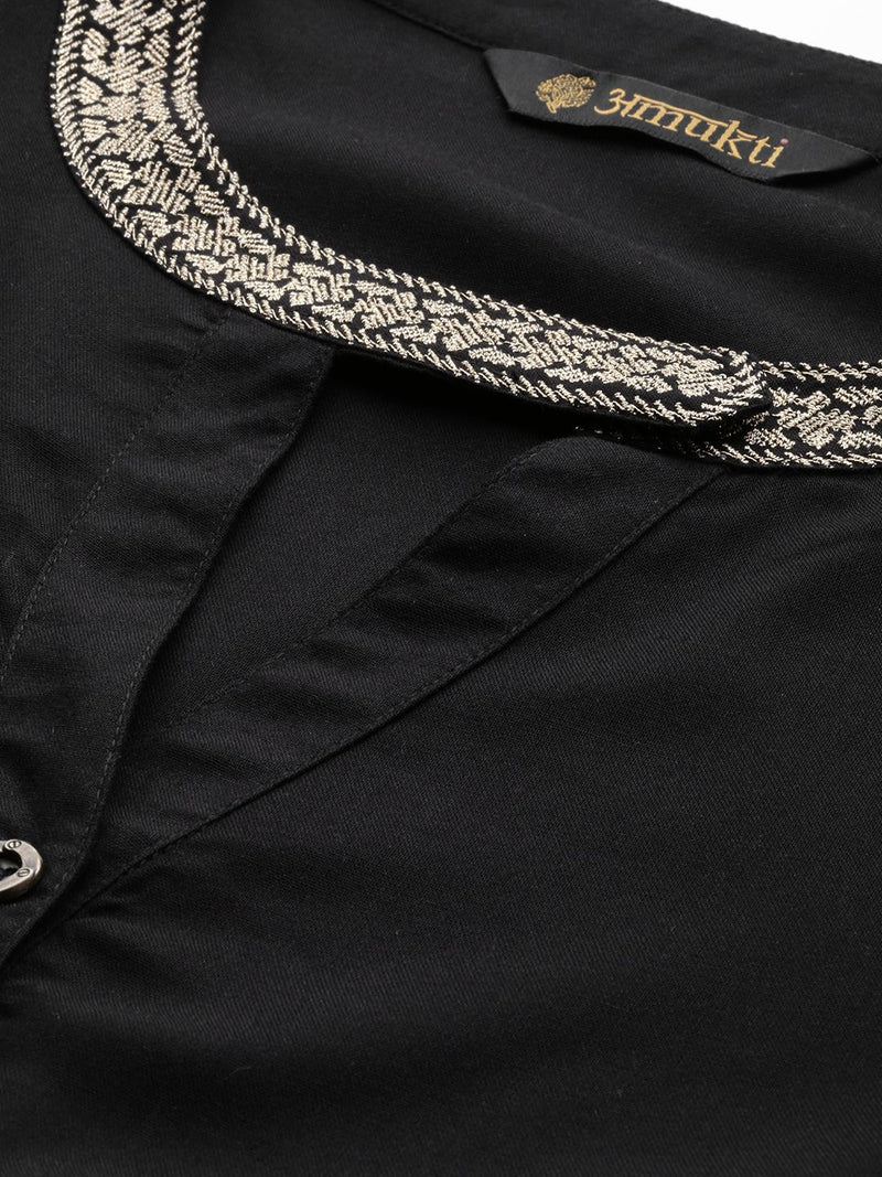 Black Gold Embroidery Kurta