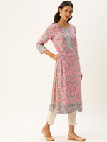 Pink Floral Printed Kurta