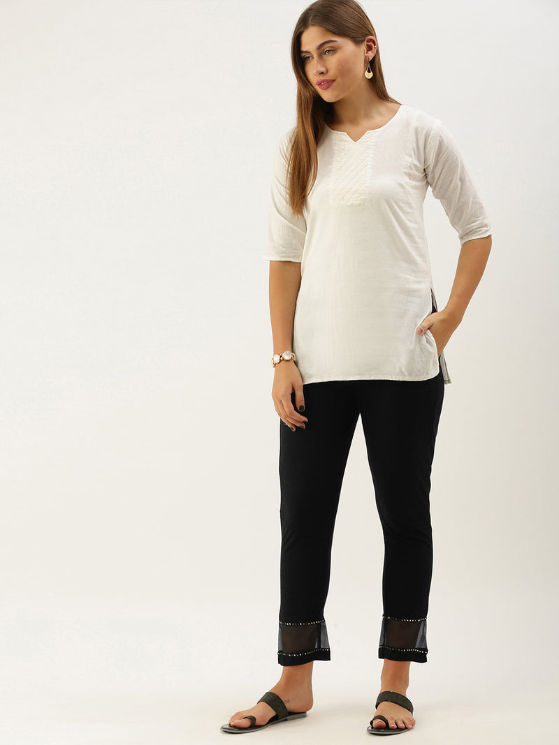 Black Solid Regular Trousers