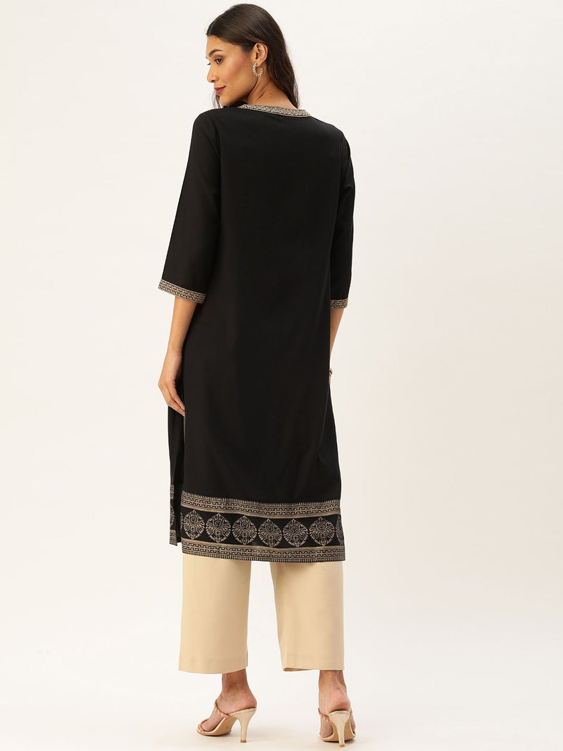 Black Gold Embroidery Kurta