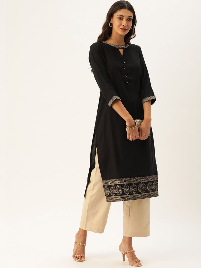 Black Gold Embroidery Kurta