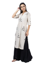 Off White Beige Floral Printed Kurta