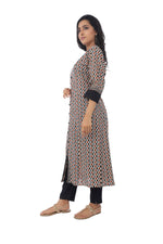 Off-White  Blue Printed Straight Kurta