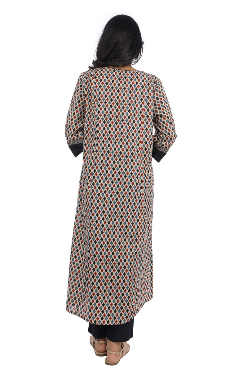 Off-White  Blue Printed Straight Kurta