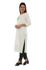 Off-White Printed Straight Kurta