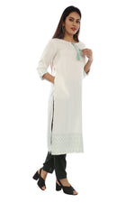 Off-White Printed Straight Kurta