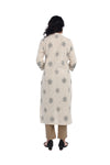 Beige Printed Straight Cut Kurta