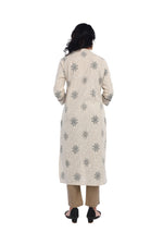 Beige Printed Straight Cut Kurta