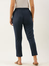 Navy Blue Pleated Regular Trousers