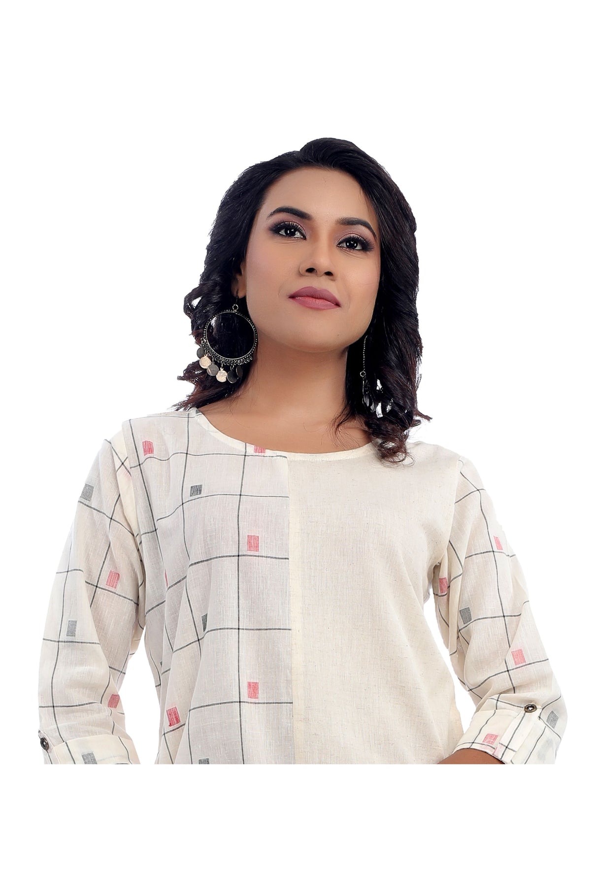 Beige Asymmetrical Design Kurta