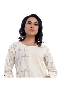 Beige Asymmetrical Design Kurta