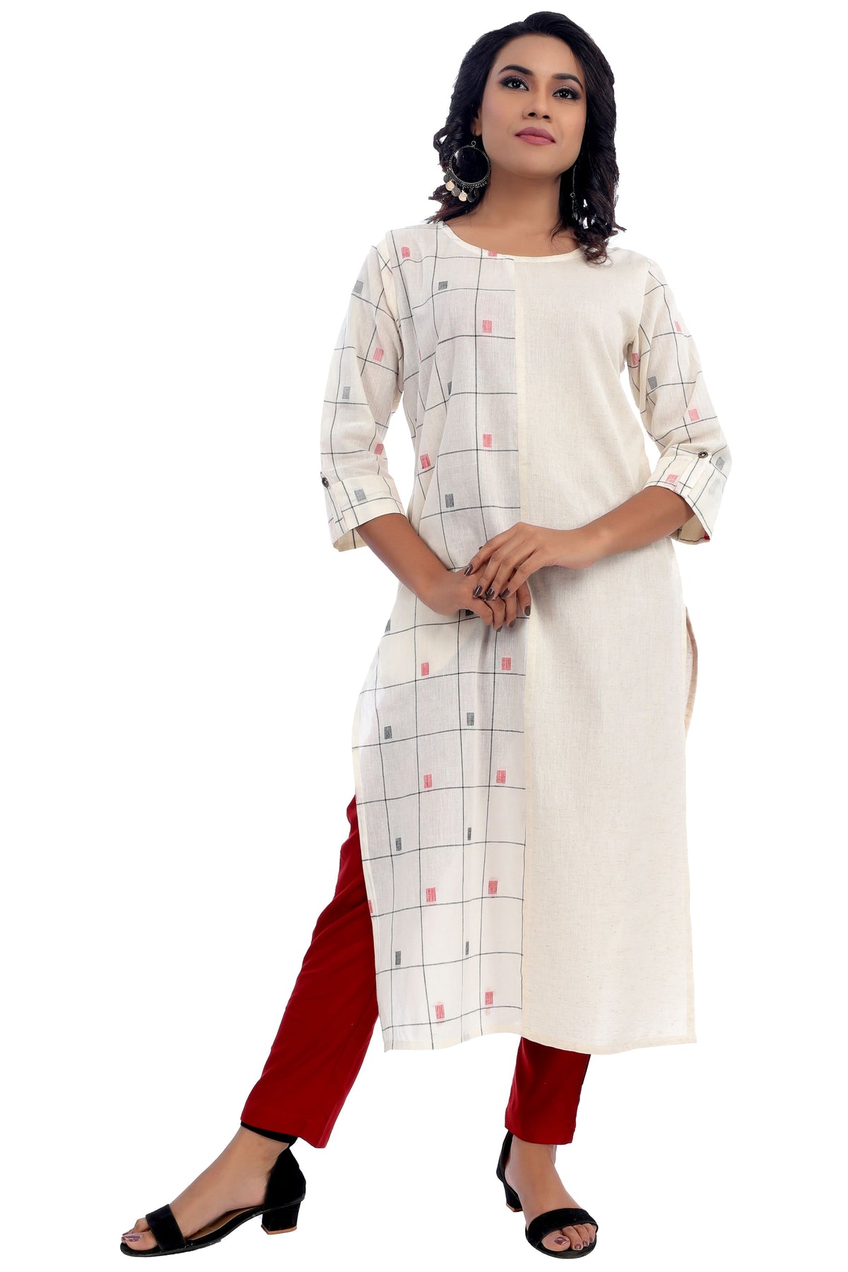 Beige Asymmetrical Design Kurta