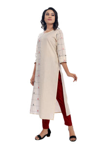 Beige Asymmetrical Design Kurta