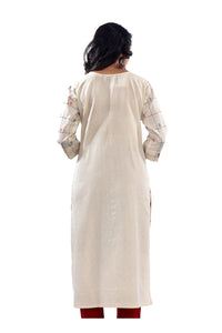 Beige Asymmetrical Design Kurta