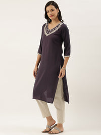 Blue  White Ethnic Motifs Embroidery Kurta