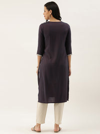 Blue  White Ethnic Motifs Embroidery Kurta