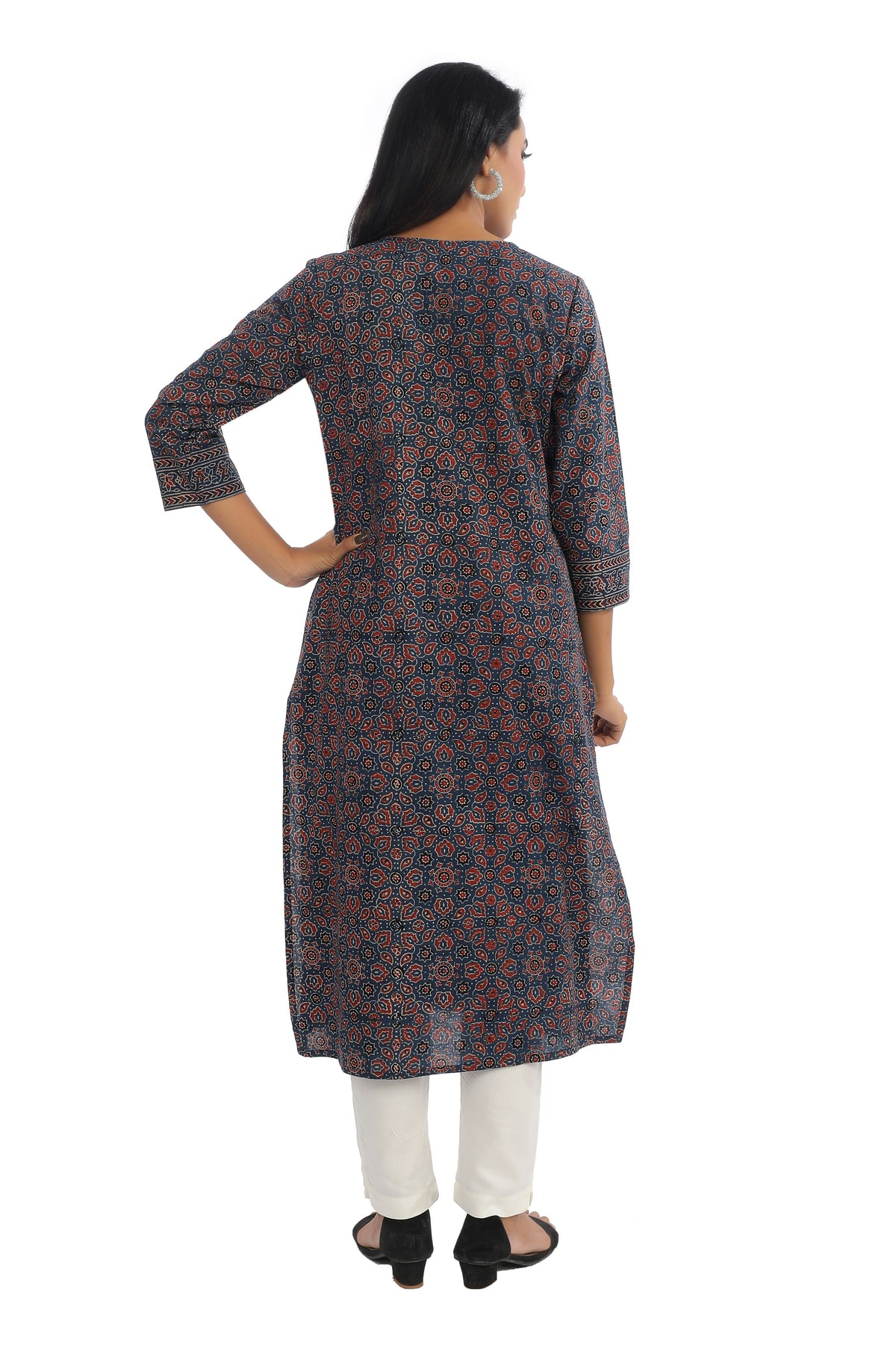 Indigo Ajrakh Printed Straight Cut Kurta