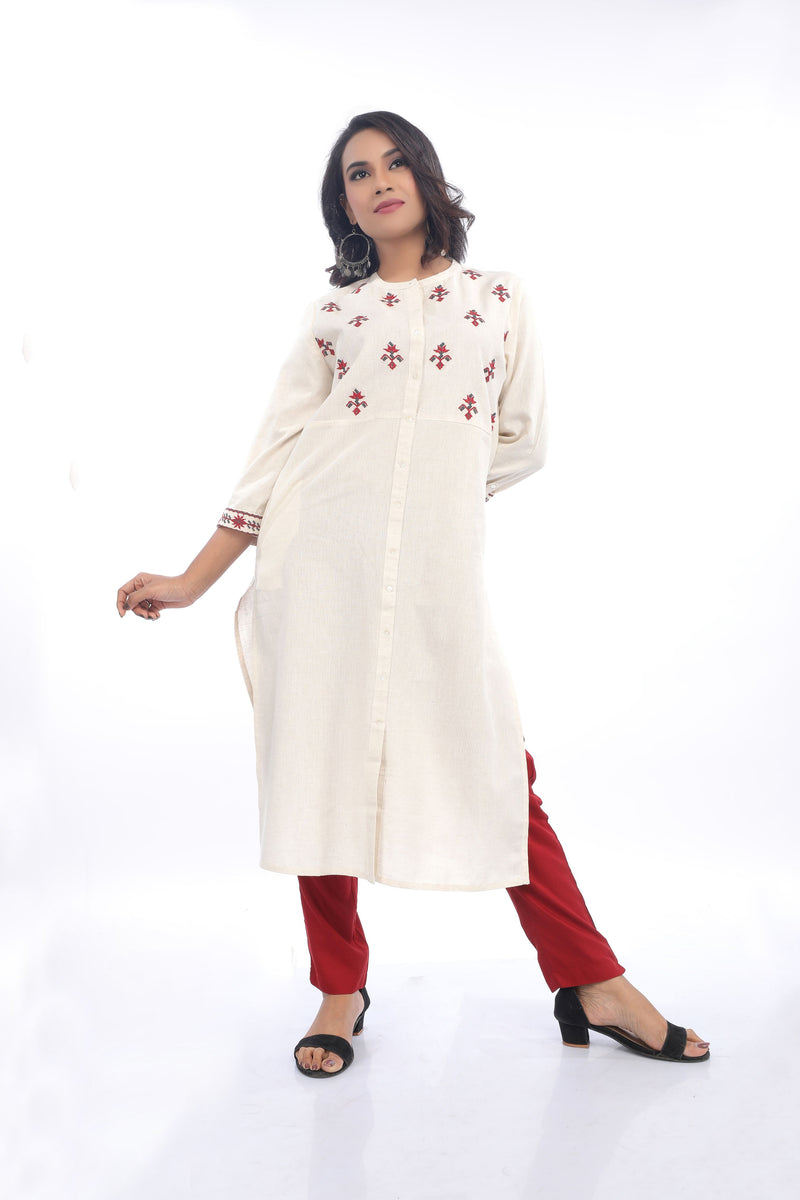 Maroon Embroidery Kurta