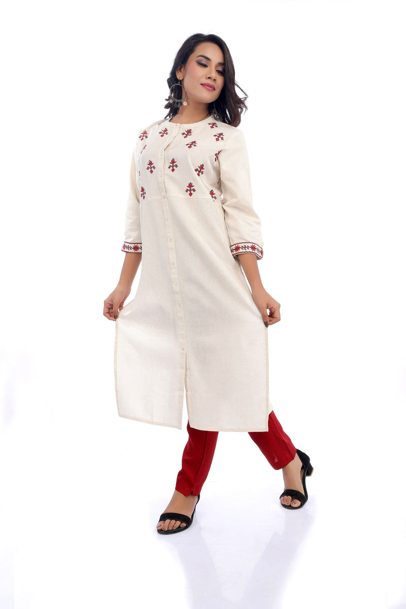 Maroon Embroidery Kurta