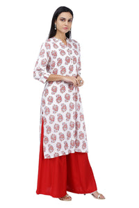 Red Floral Printed Kurta