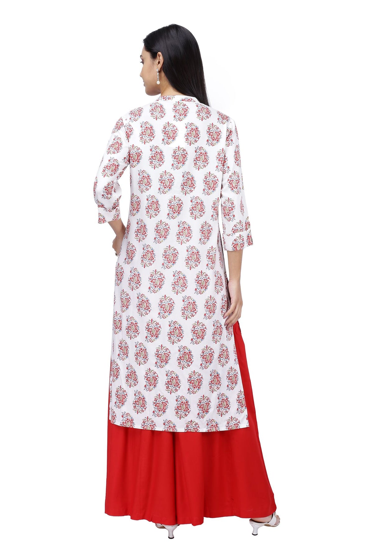 Red Floral Printed Kurta
